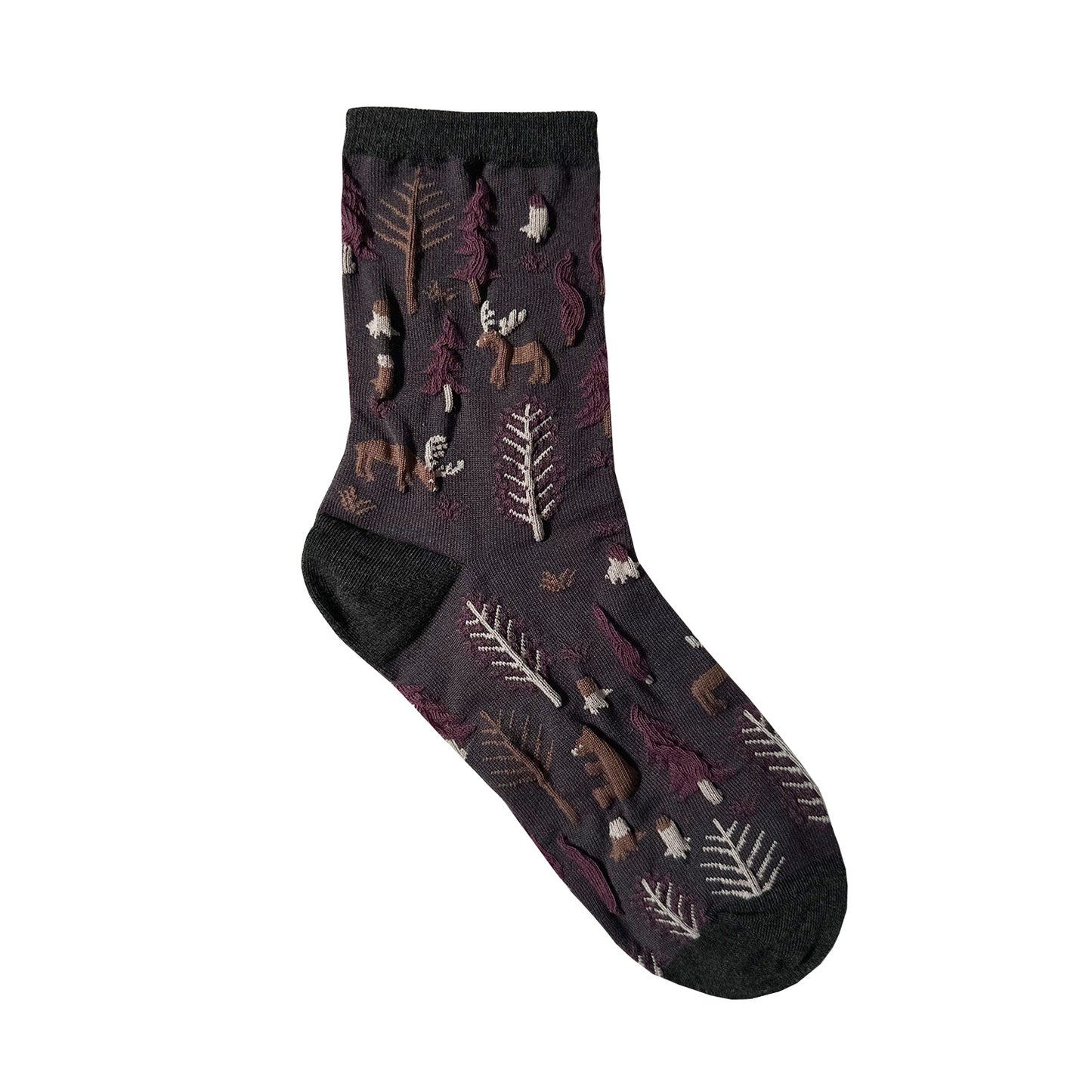 Women's Crew Oulanka Forest Embroidery Pattern Socks