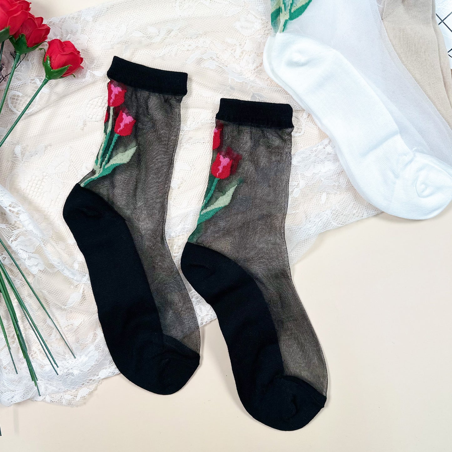 Women's Crew Tulip See-Through Socks