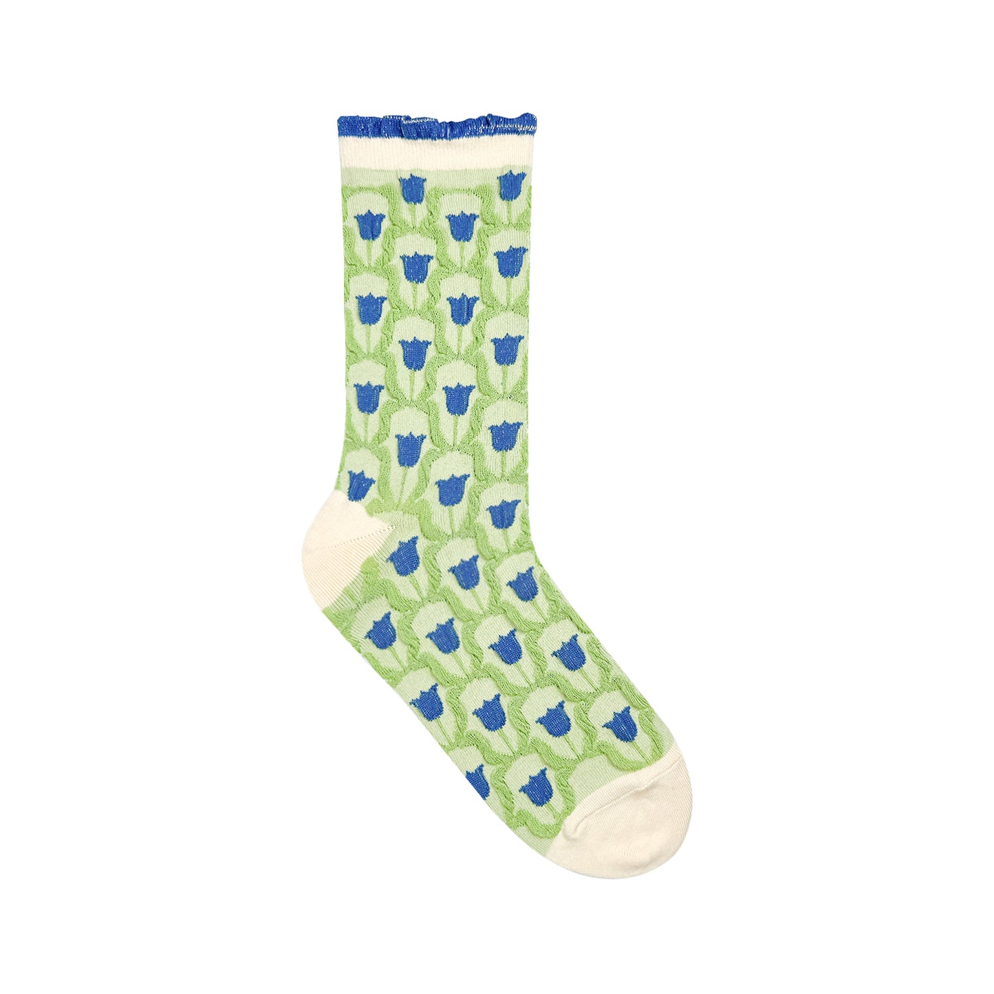 Women's Crew Glitter Frill Flower Socks