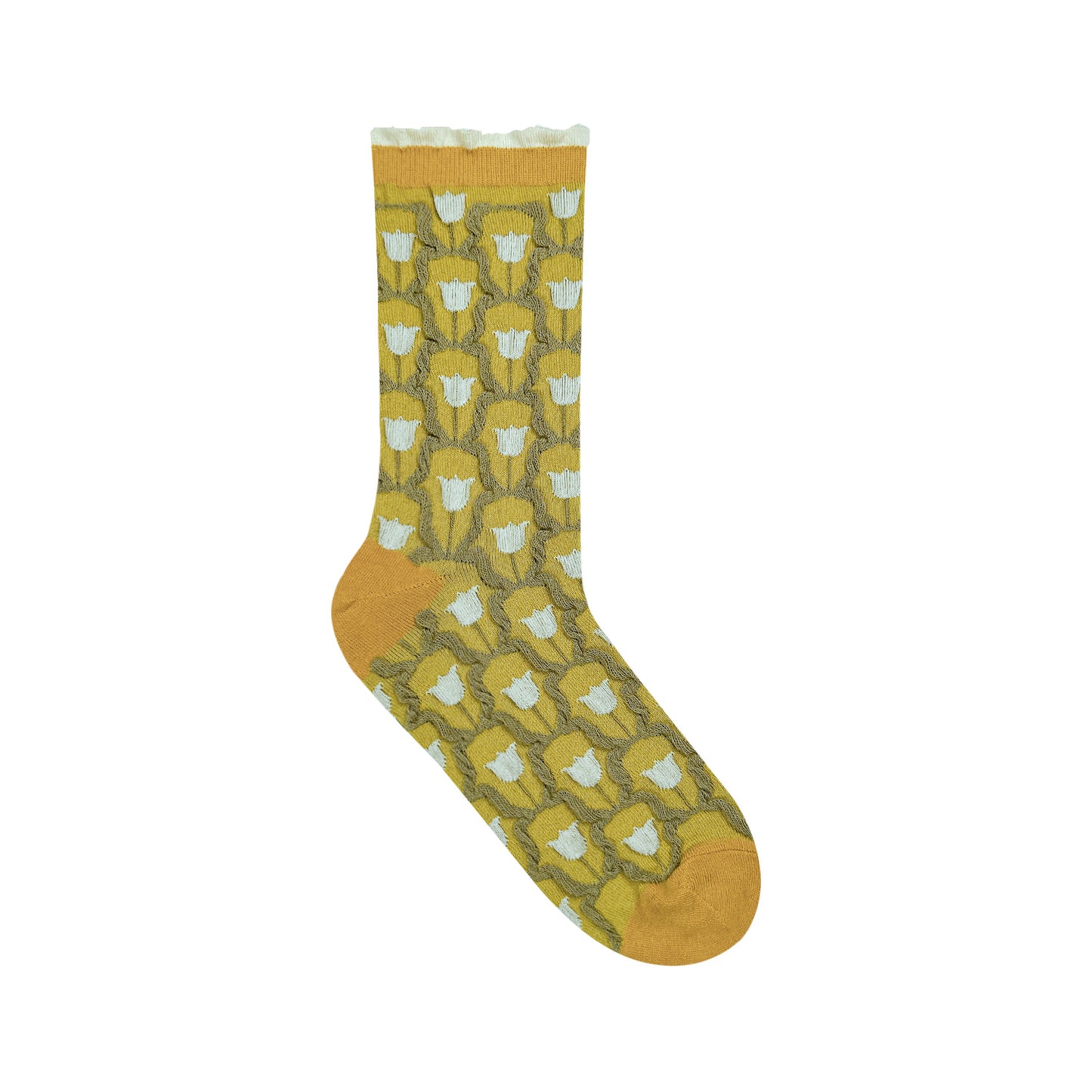 Women's Crew Glitter Frill Flower Socks