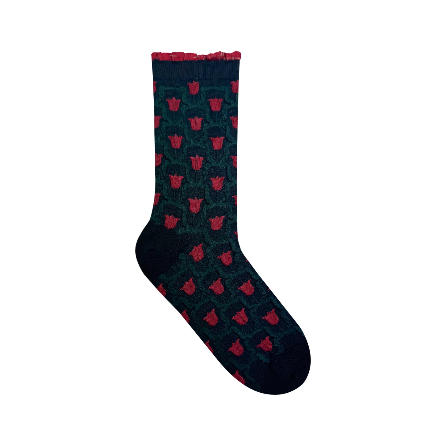 Women's Crew Glitter Frill Flower Socks