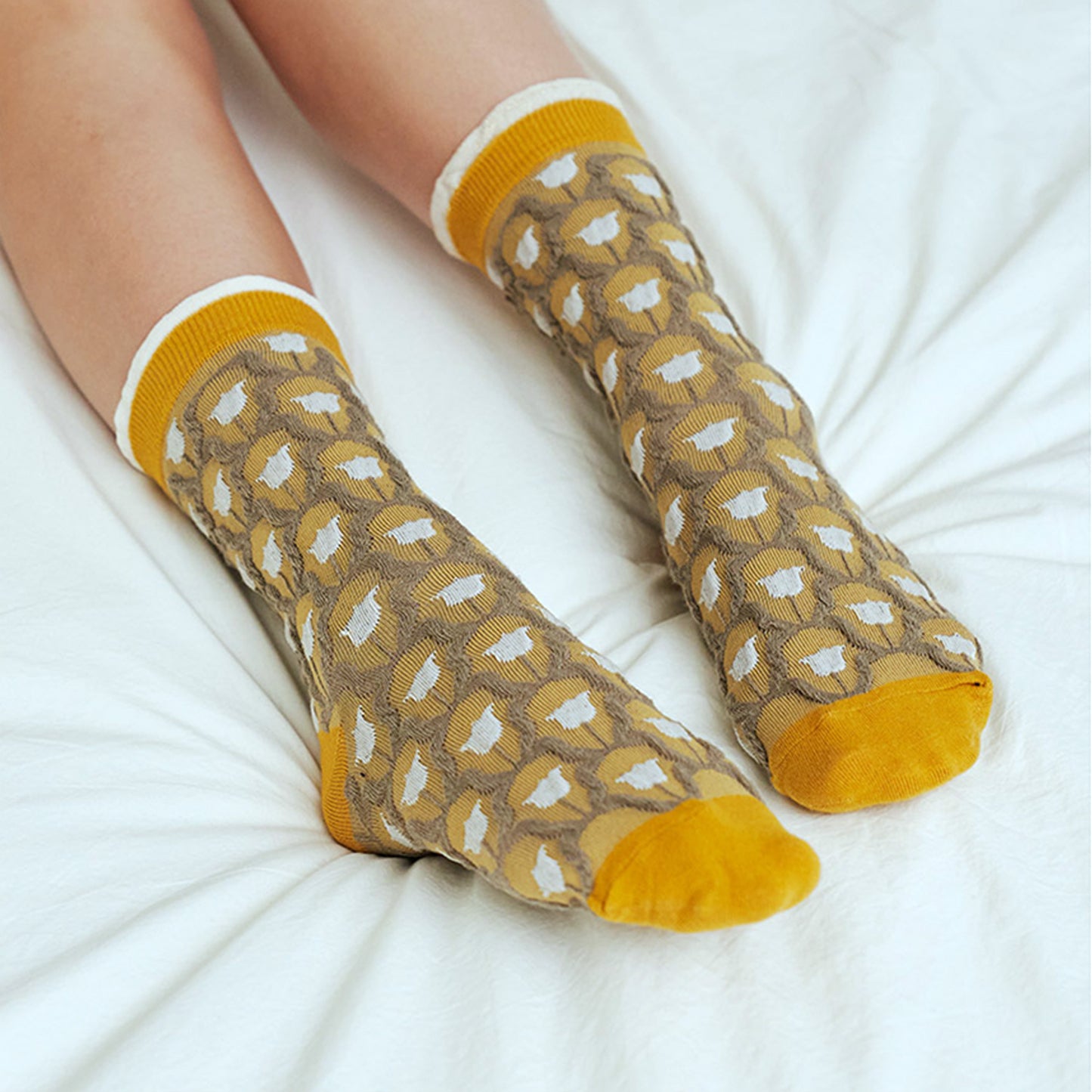 Women's Crew Glitter Frill Flower Socks