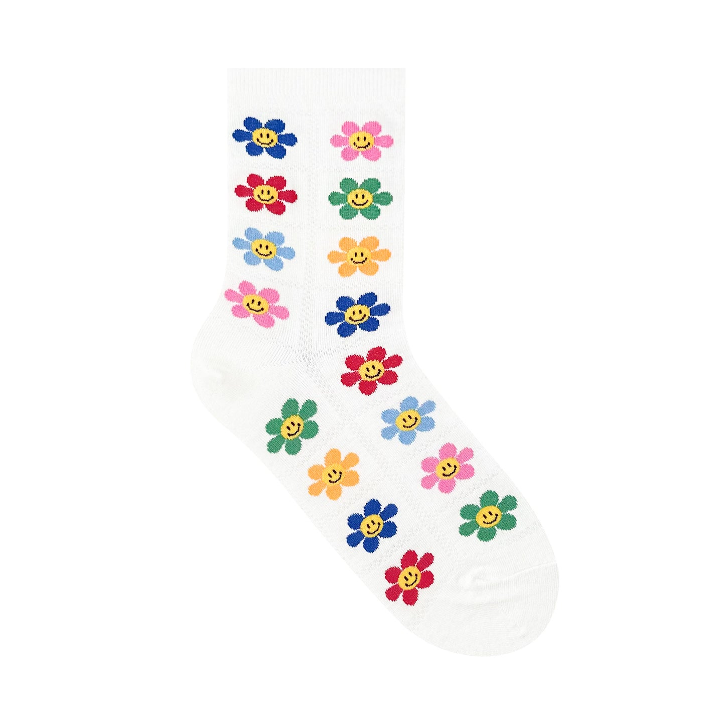Women's Crew Retro Smile Flower Day Socks