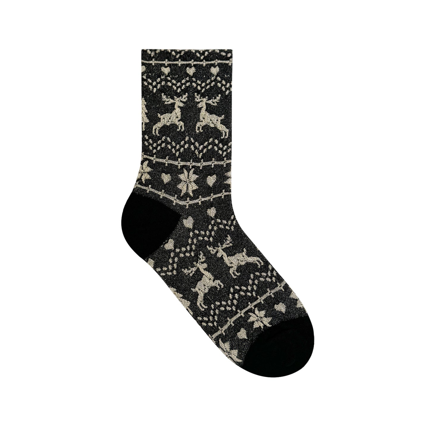 Women's Crew Winter Nordic Textured Snowy Deer Socks