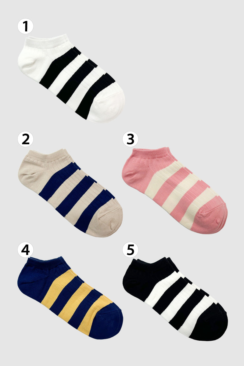 Women's Ankle Stripe Pleat Socks