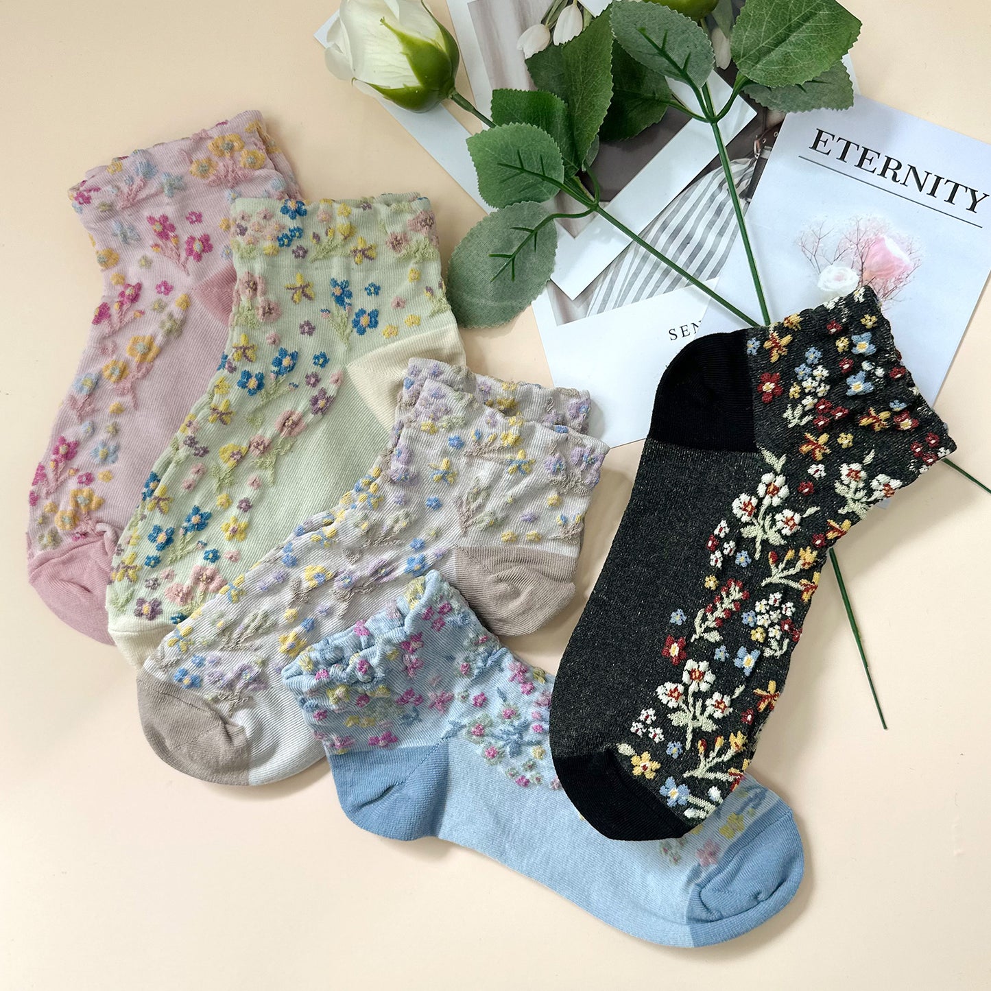 Women's Ankle Harga Garden Flower Socks