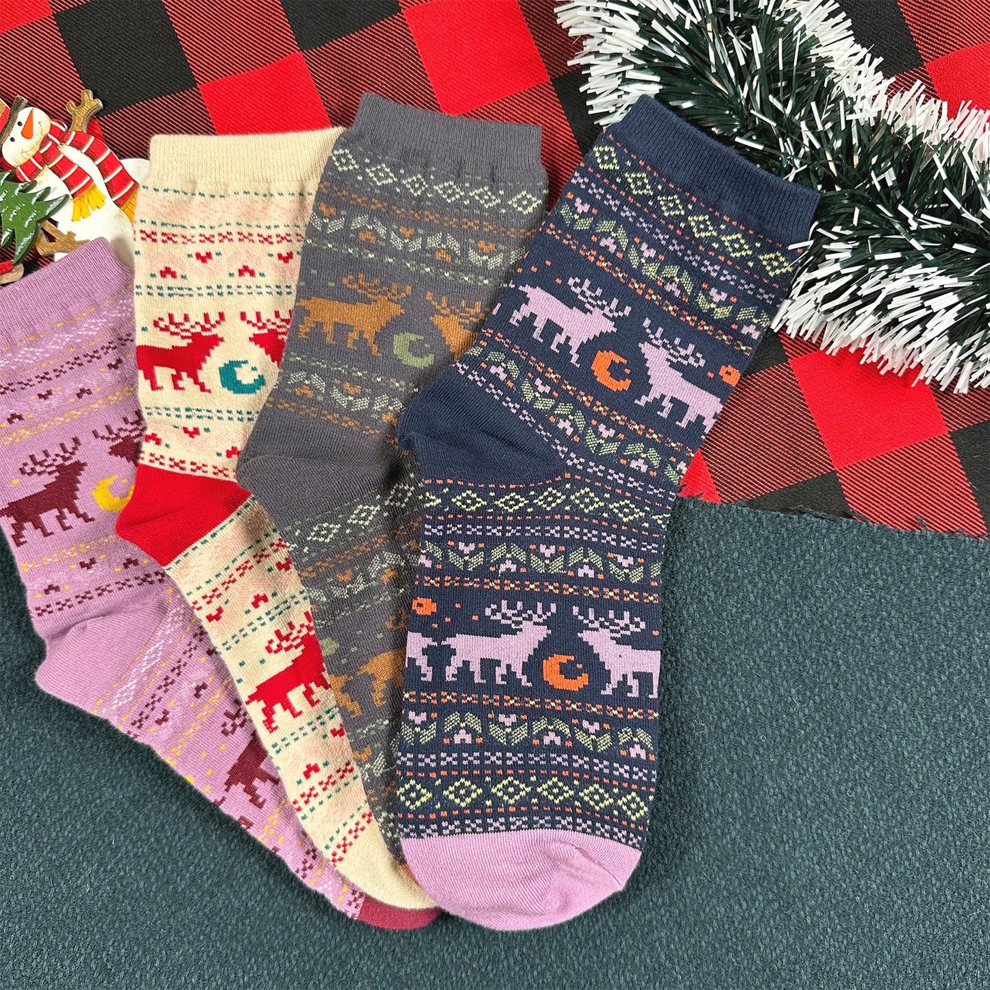Women's Crew Winter Night Deer Socks