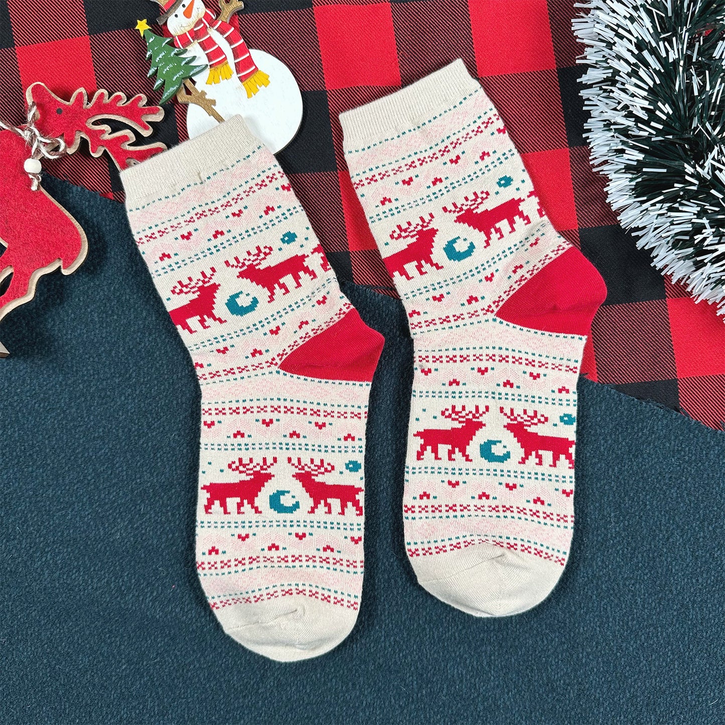 Women's Crew Winter Night Deer Socks