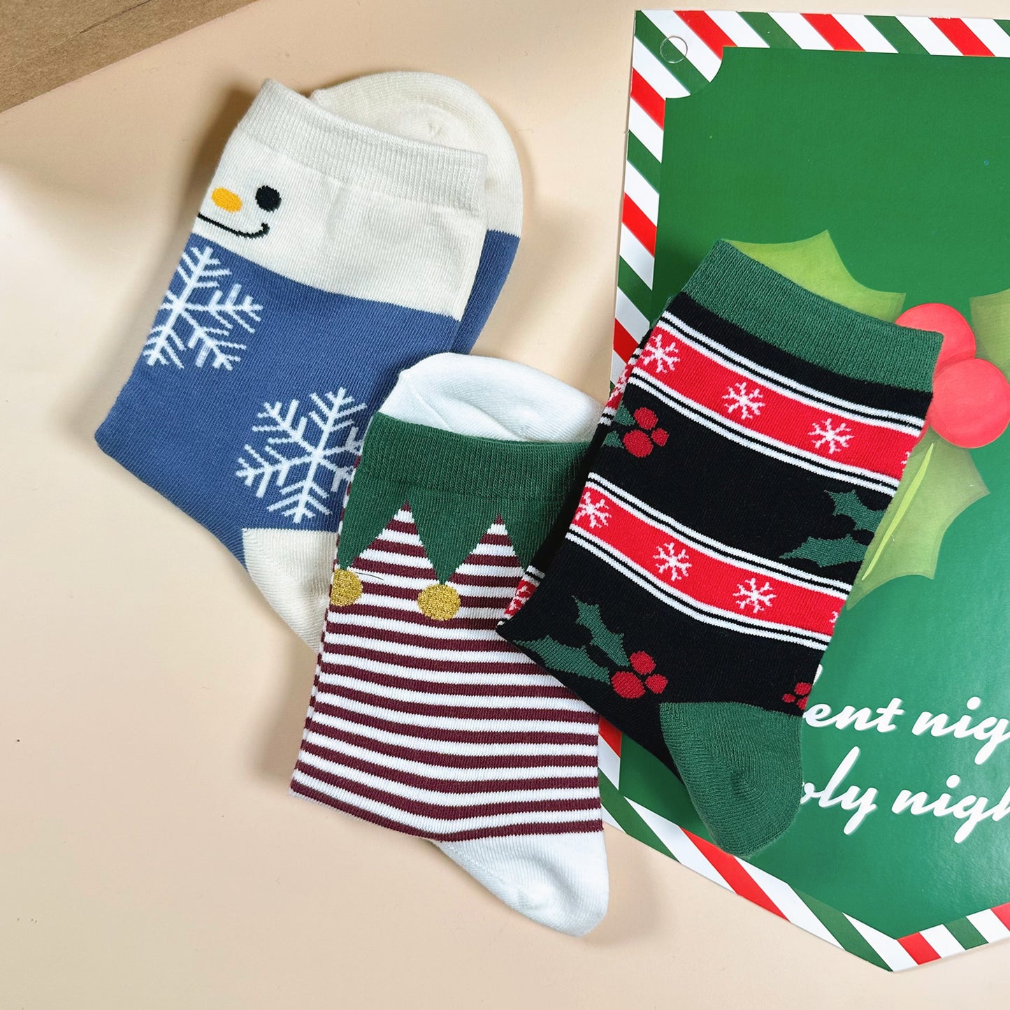 Women's Crew Happy Winter Elf Socks