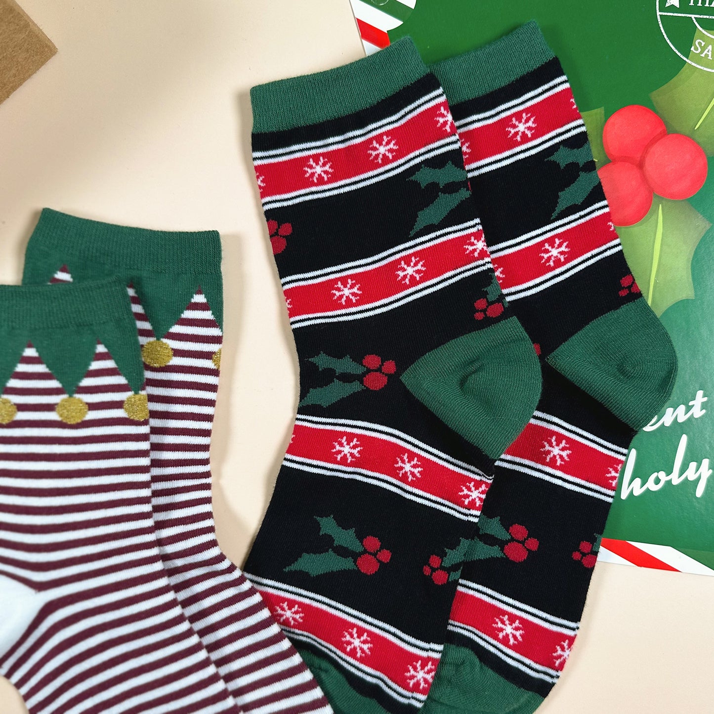 Women's Crew Happy Winter Elf Socks