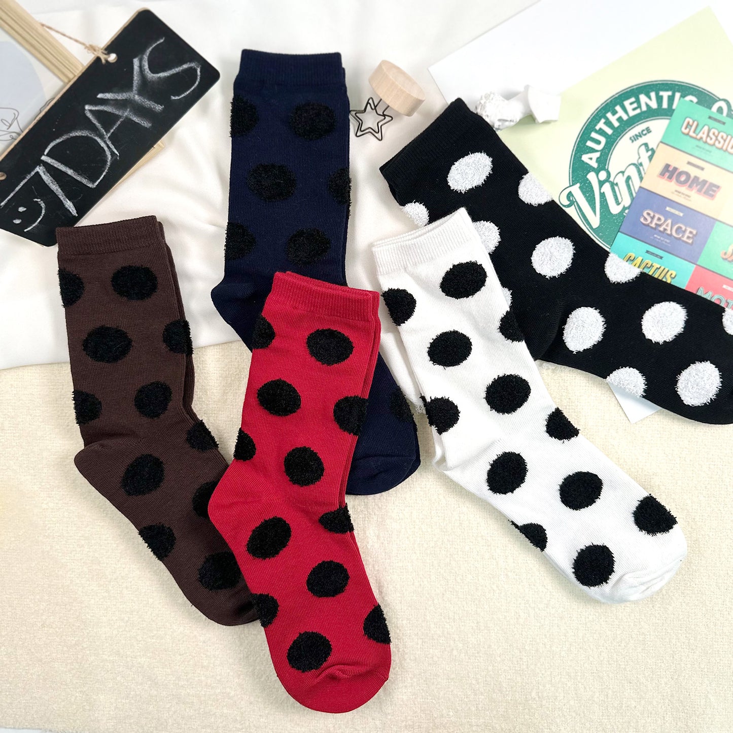Women's Crew Winter Fuzzy Dot Socks