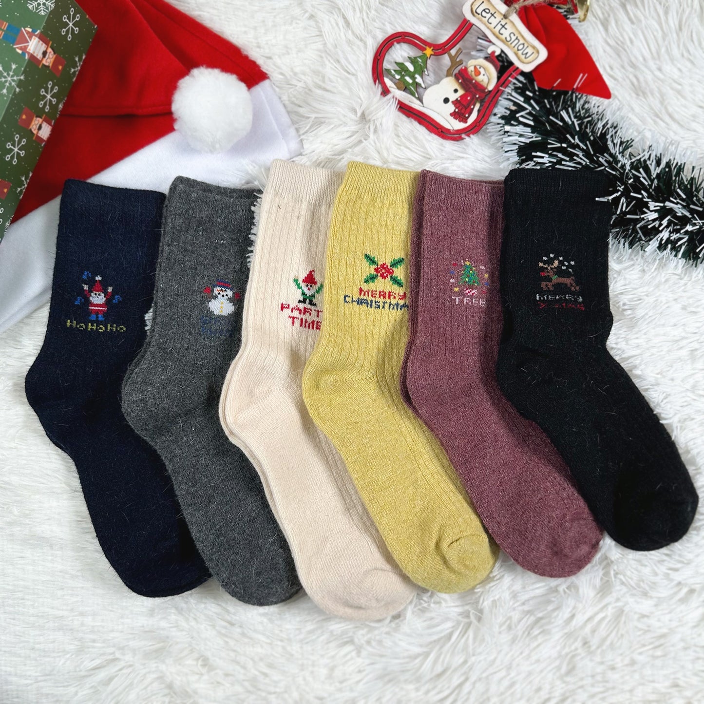 Women's Crew Angora Wool Merry Merry Socks