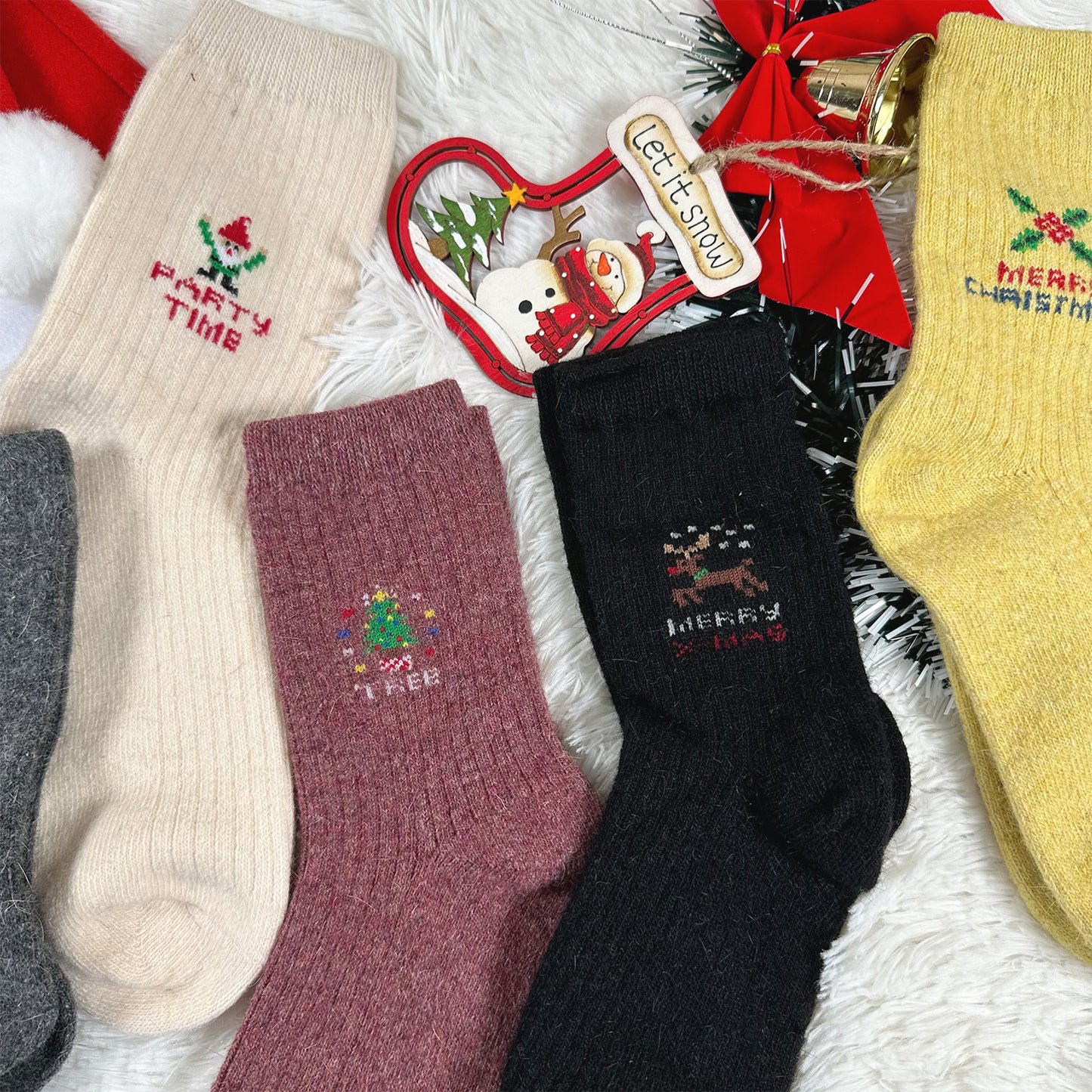 Women's Crew Angora Wool Merry Merry Socks
