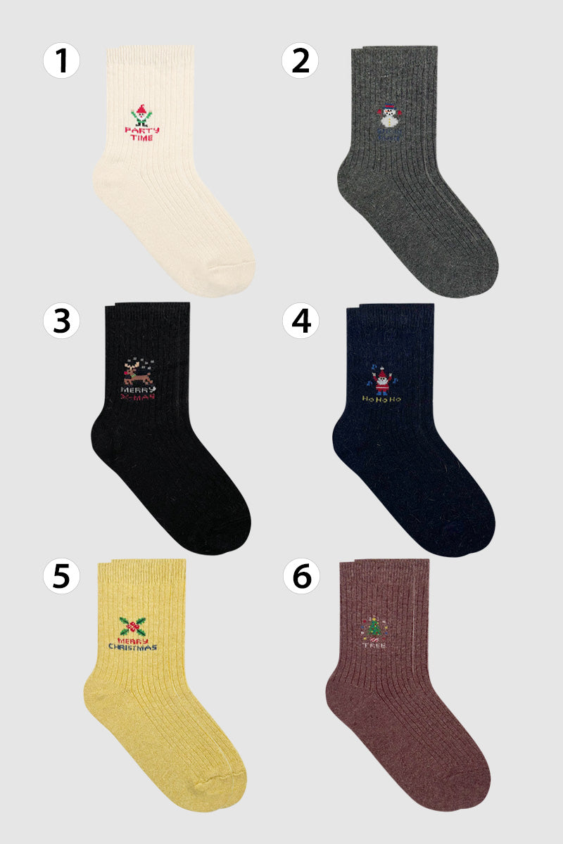 Women's Crew Angora Wool Merry Merry Socks