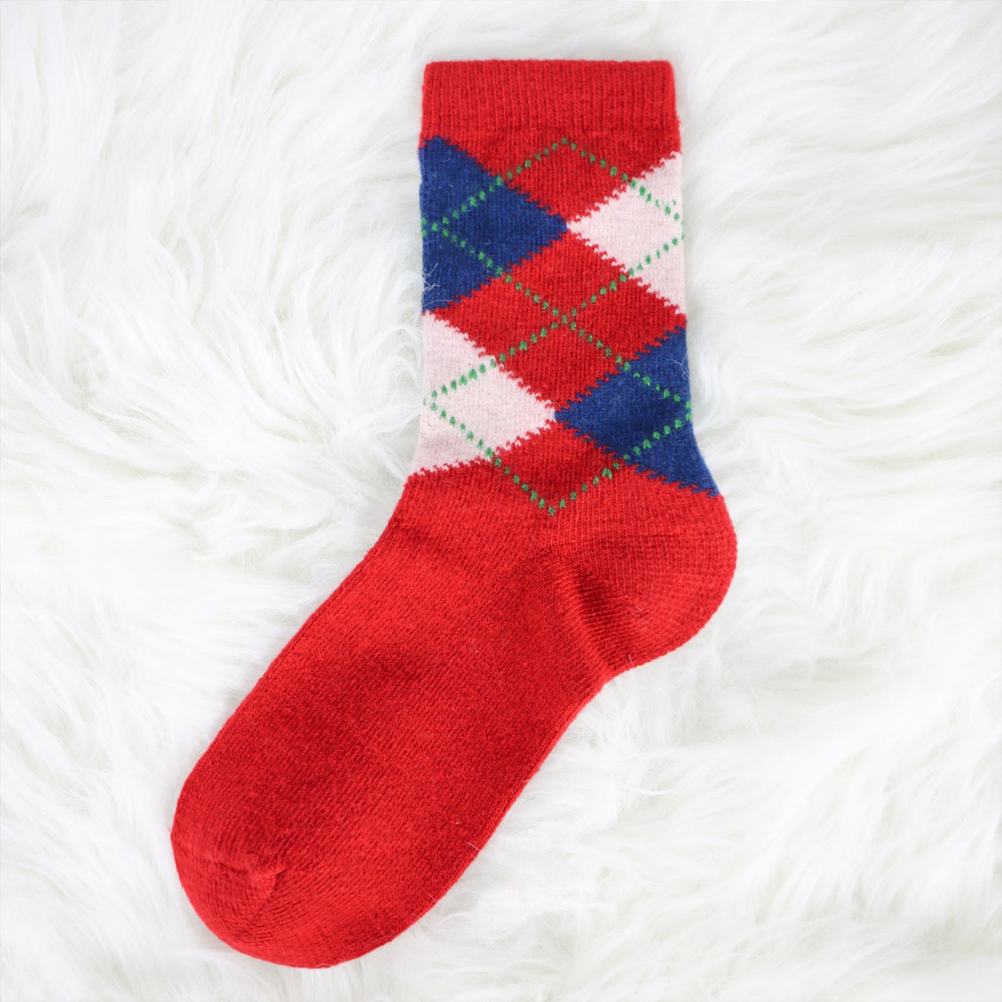 Women's Crew Winter Angora Wool Argyle Socks