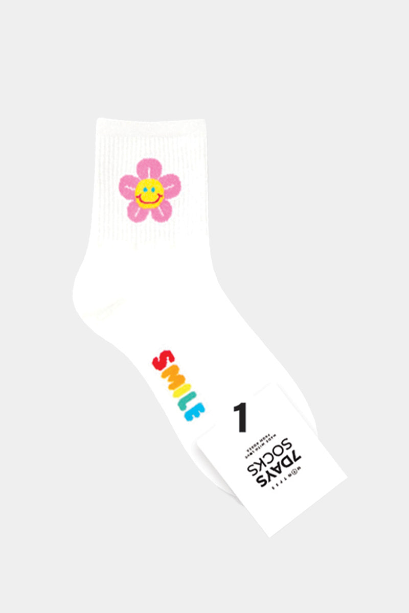 Women's Crew Flower Smile Socks