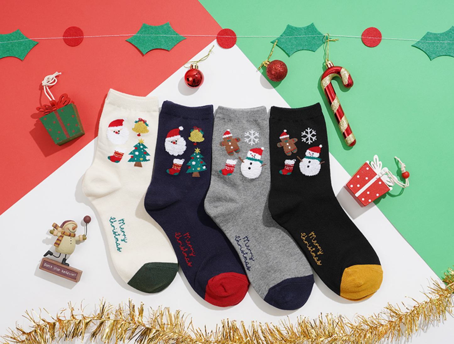Women's Crew Christmas Card Socks
