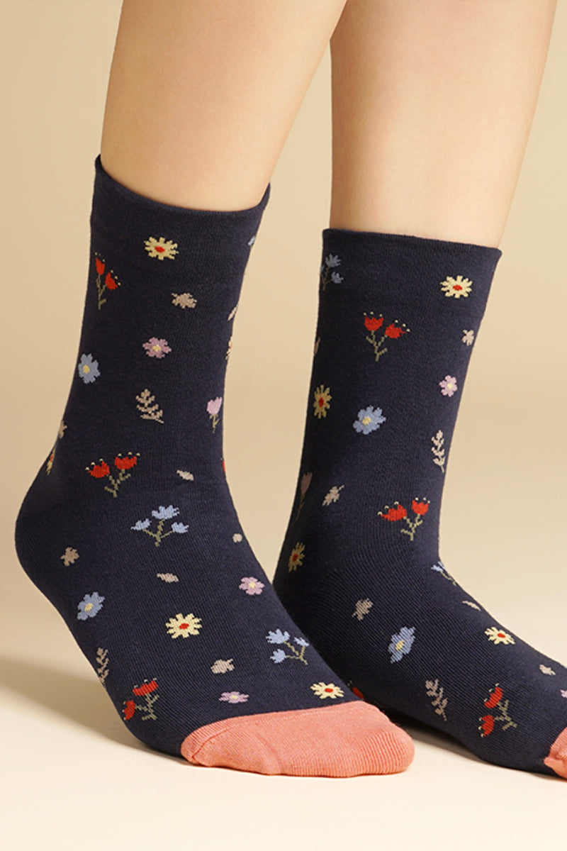 Women's Crew Vintage Small Flower Socks