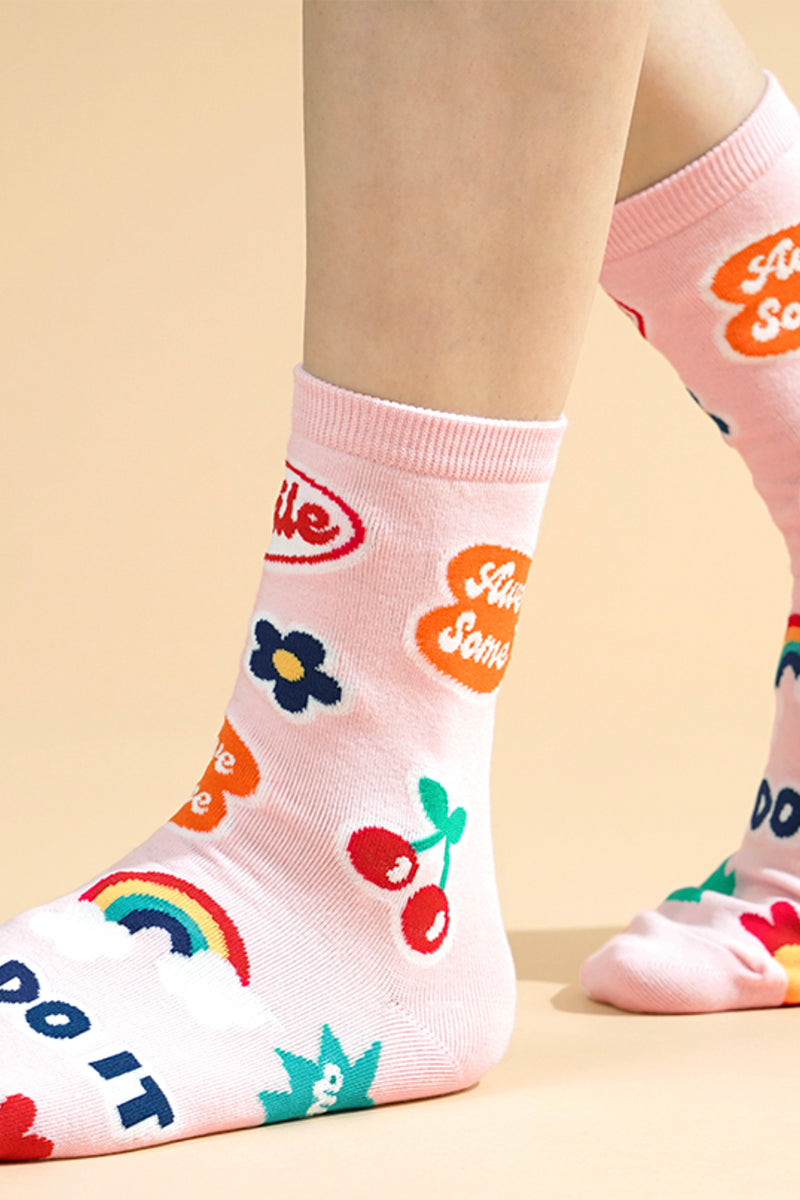 Women's Crew Smile Sticker Socks