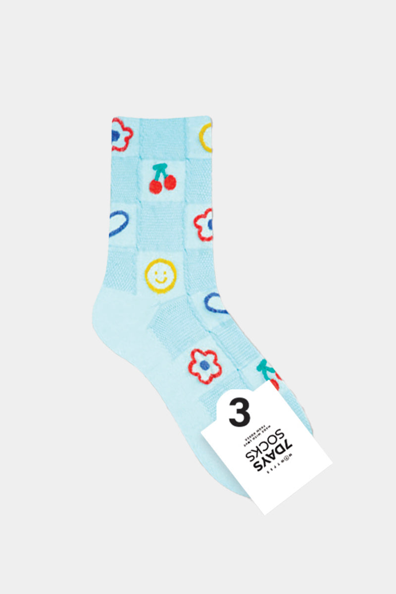 Women's Crew Embossed Check Pattern Socks