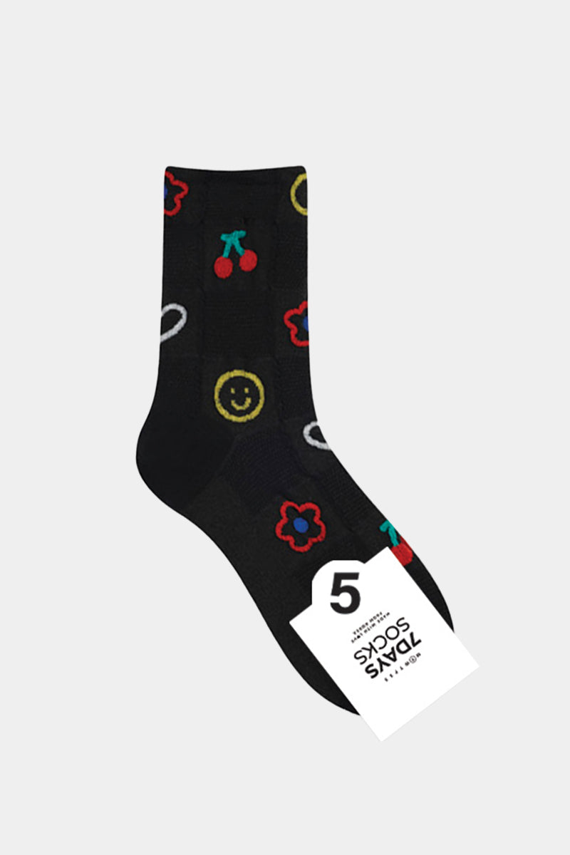 Women's Crew Embossed Check Pattern Socks