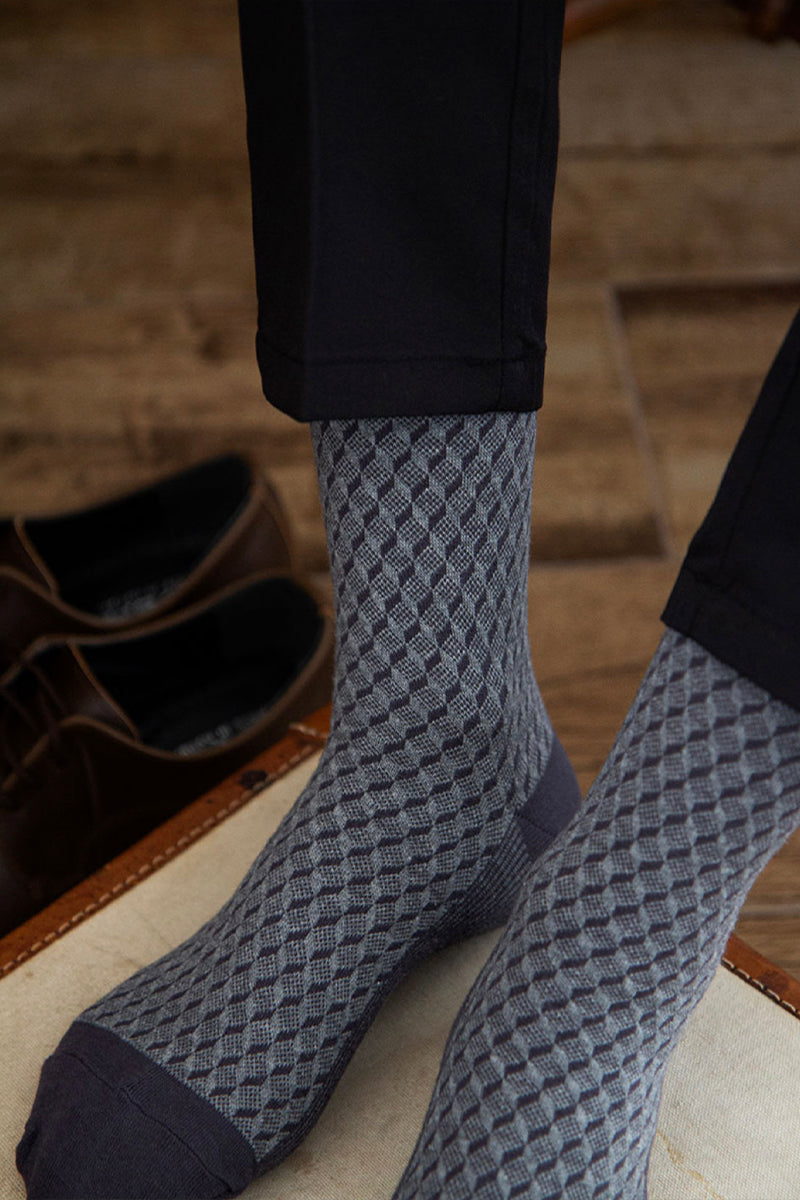 Men's Crew Cube Jacquard Socks