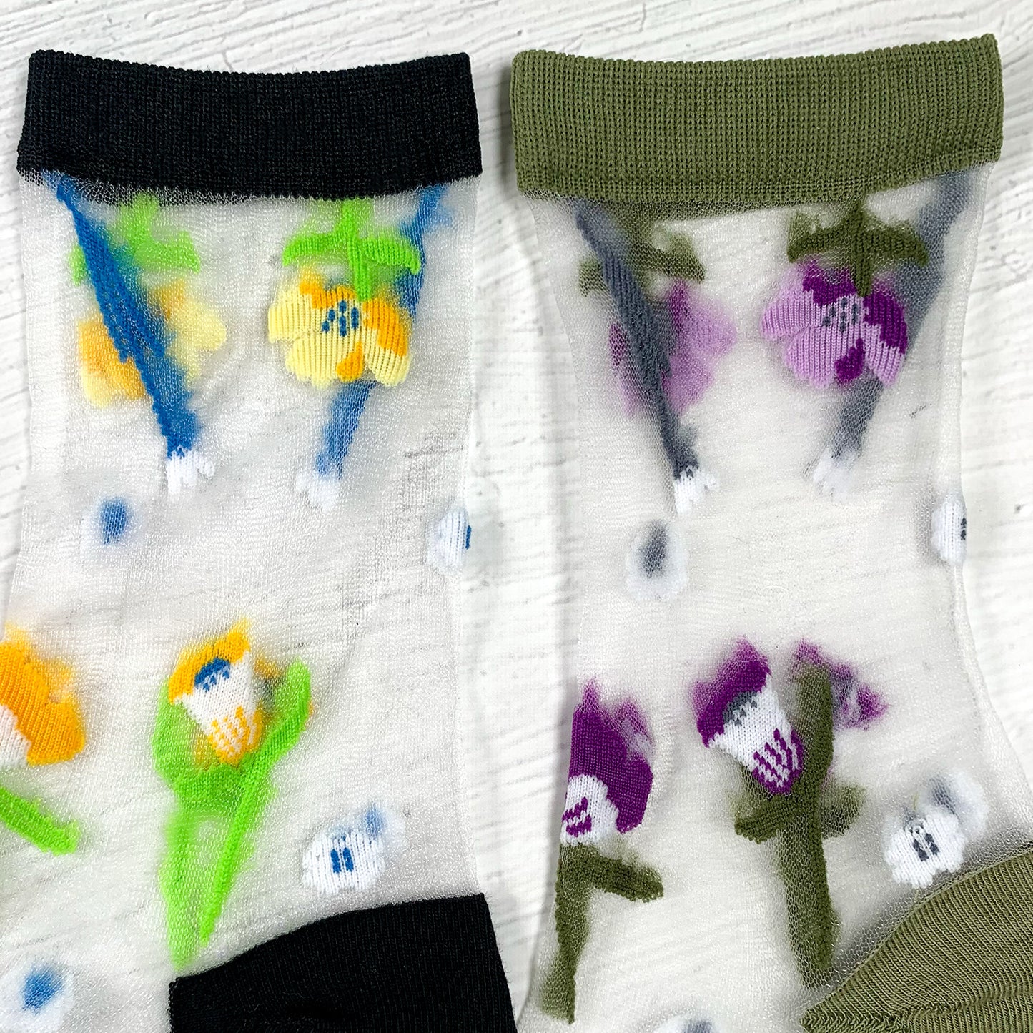 Women's Crew See-Through Spring Garden Socks