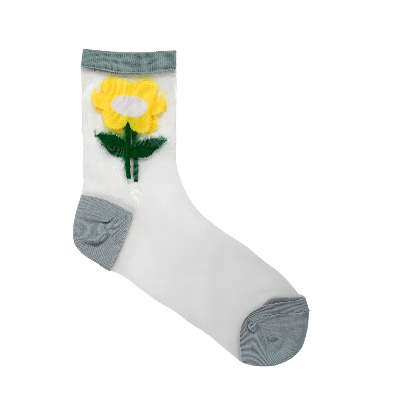 Women's Crew See-Through Big Flower Socks