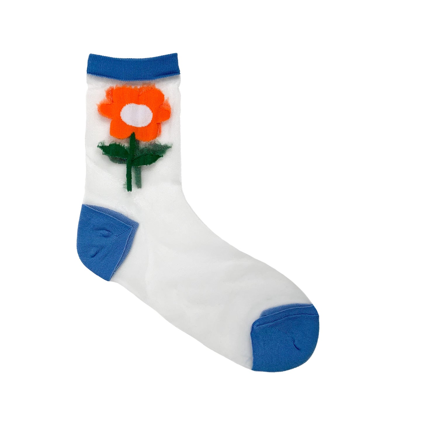 Women's Crew See-Through Big Flower Socks