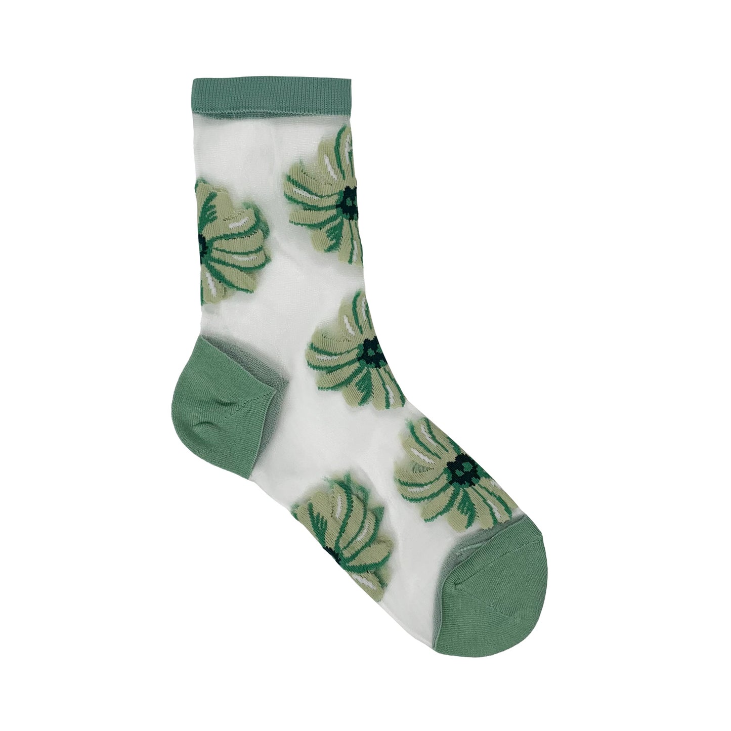 Women's Crew See-Through Simple Big Flower Socks