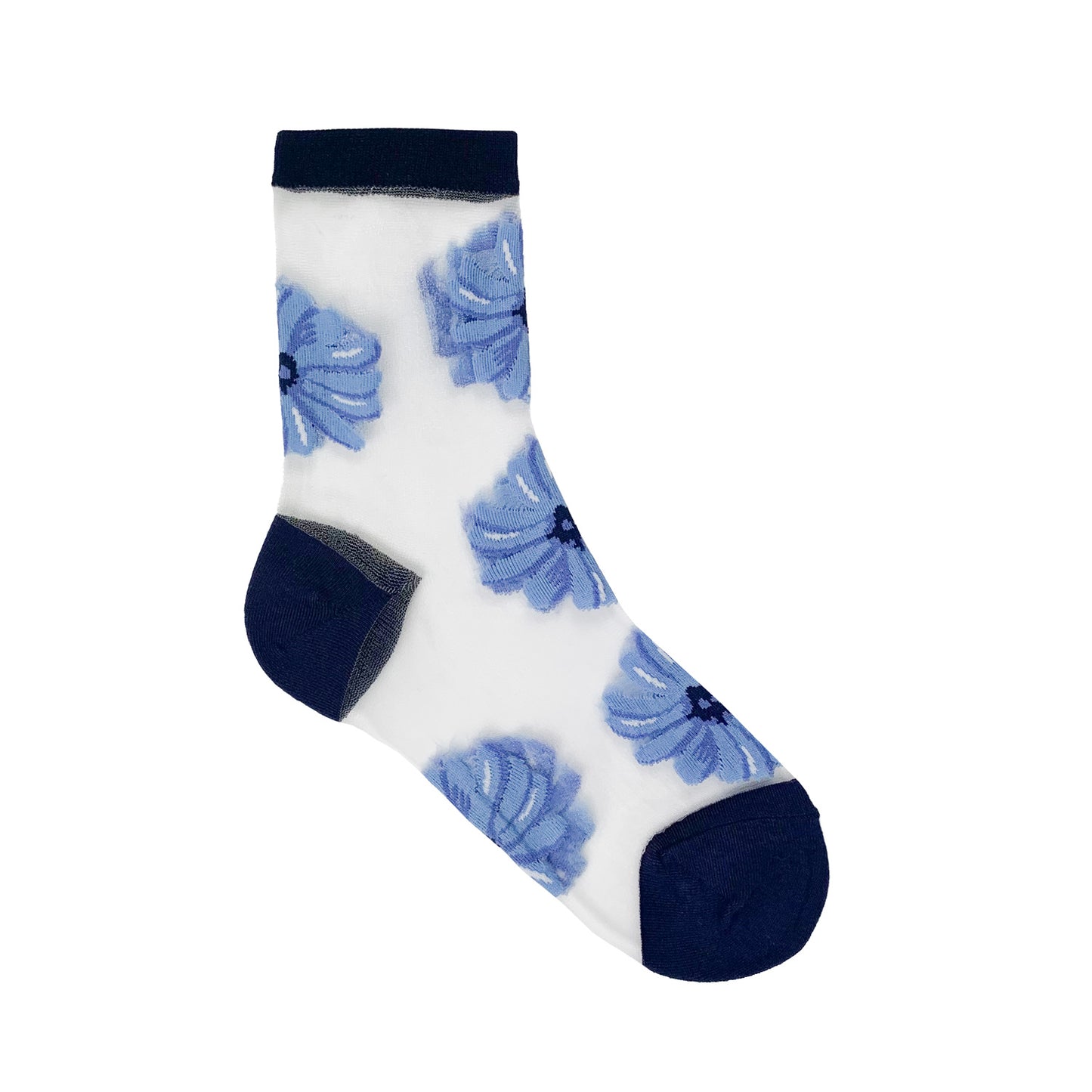 Women's Crew See-Through Simple Big Flower Socks