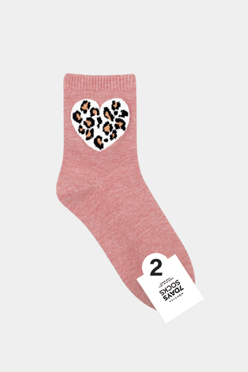 Women's Crew Fluffy Leopard Print Socks