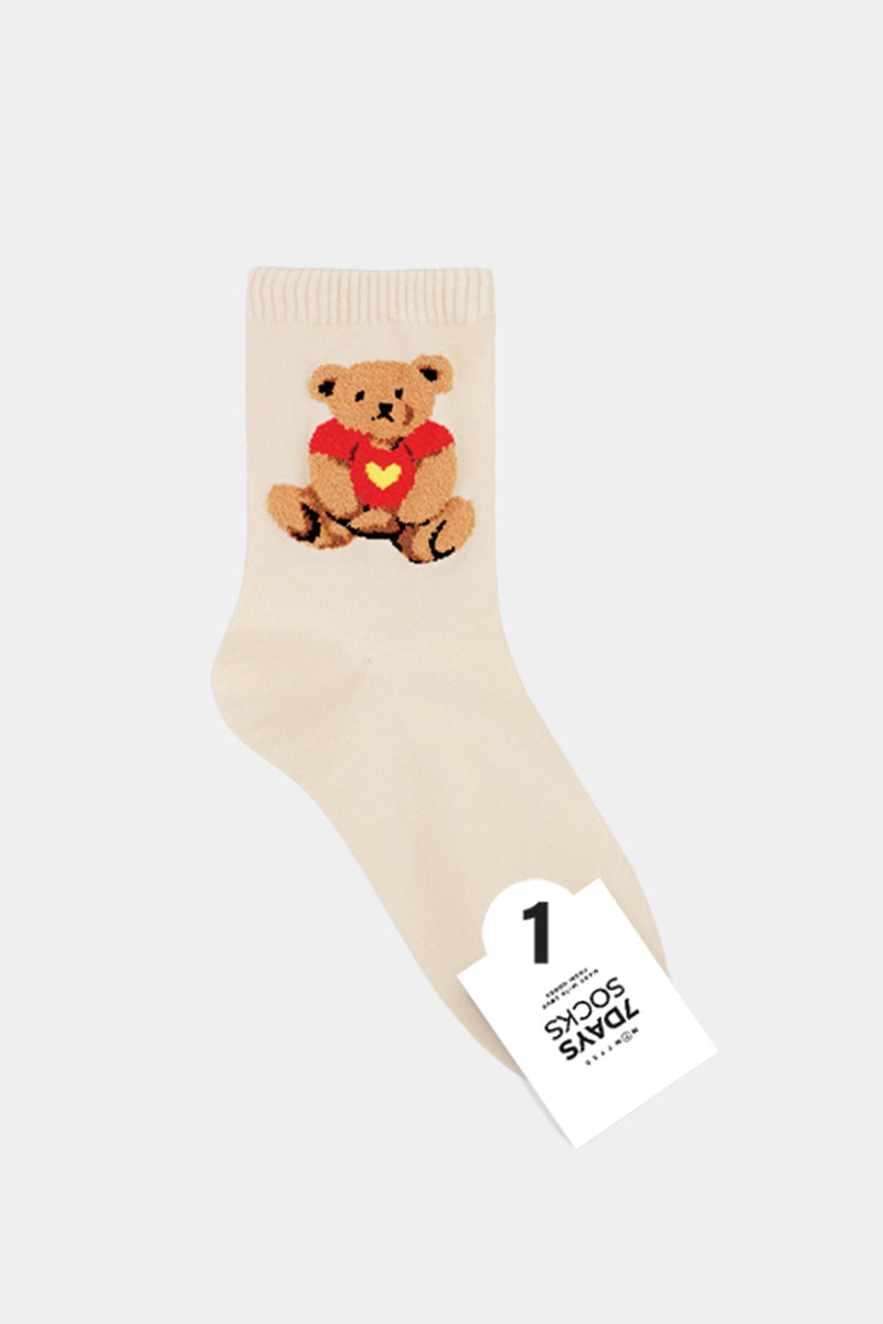 Women's Crew T-shirt Bear Socks