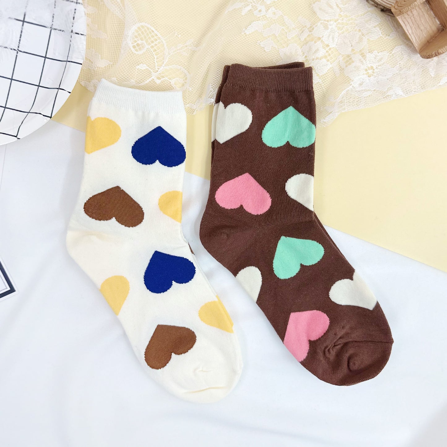 Women's Crew Triple Big Heart Socks