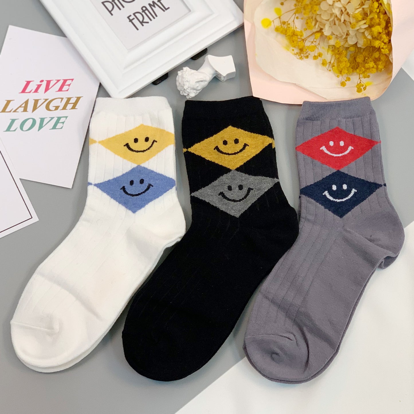 Women's Crew Argyle Smile Socks