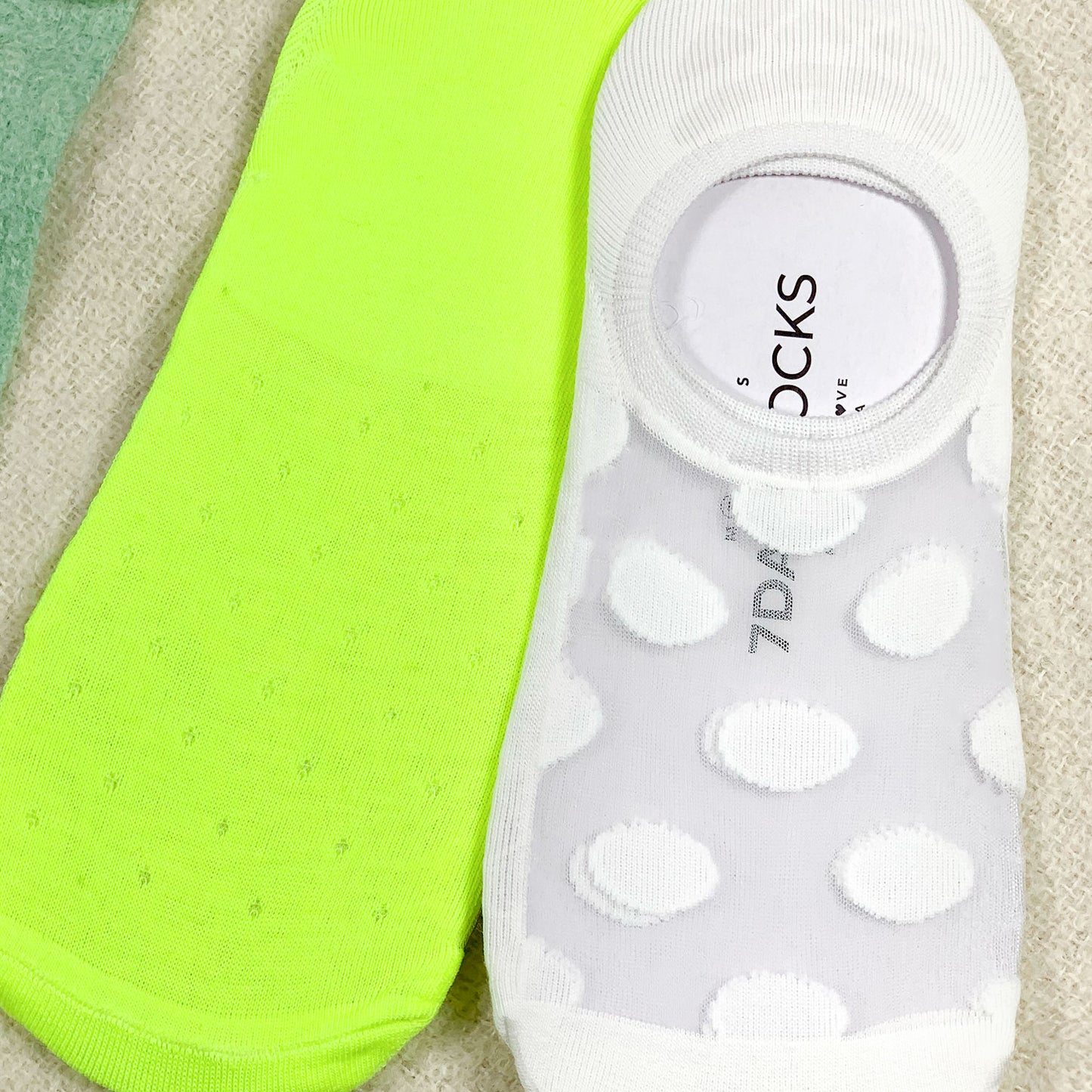 Women's No Show See-Through Neon Dot Socks