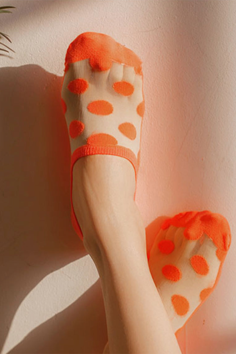 Women's No Show See-Through Neon Dot Socks
