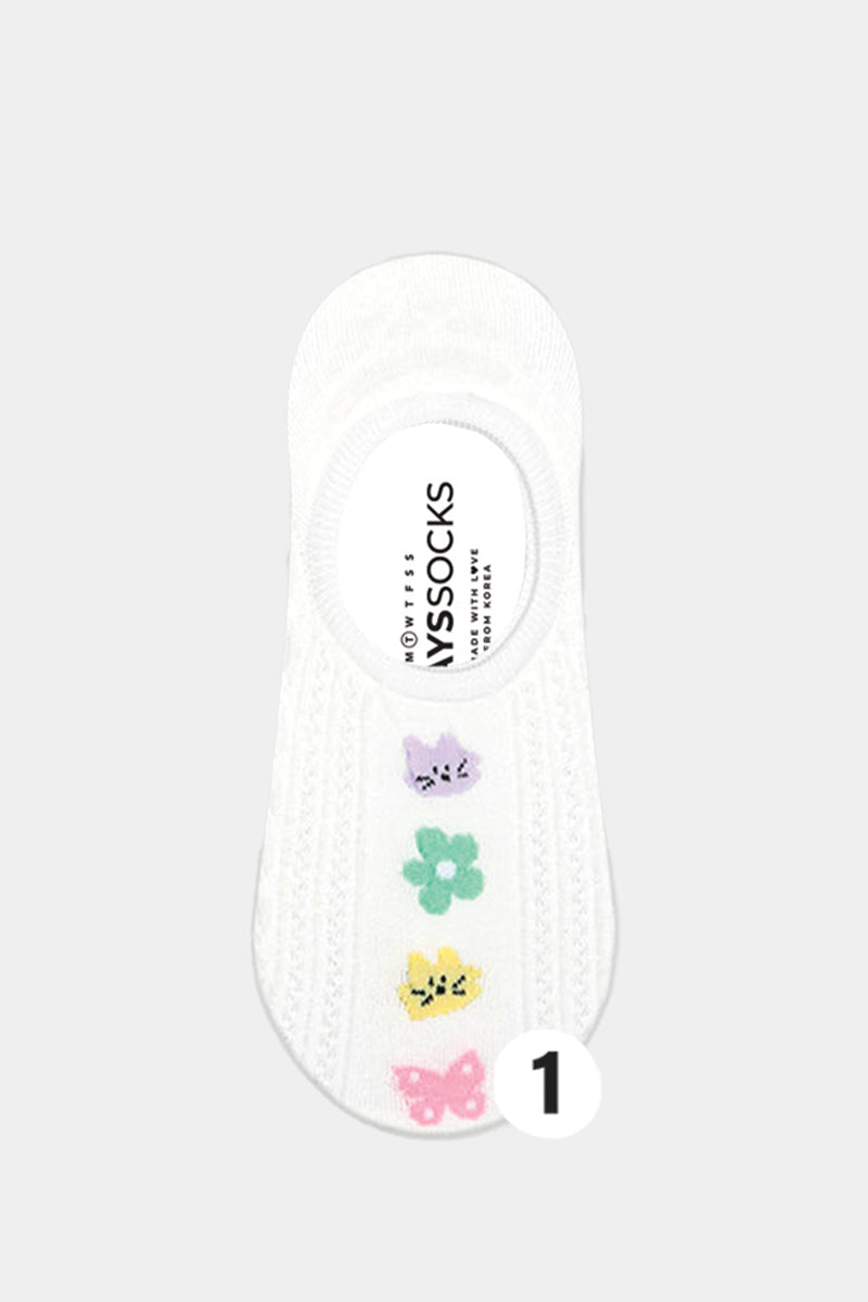 Women's No Show Fleur Cat Socks