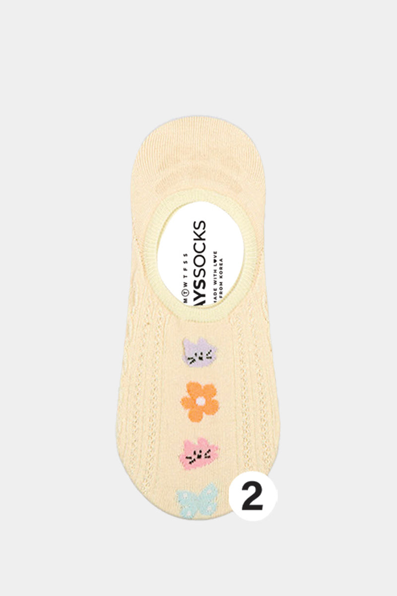 Women's No Show Fleur Cat Socks