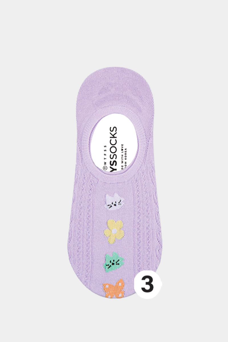 Women's No Show Fleur Cat Socks