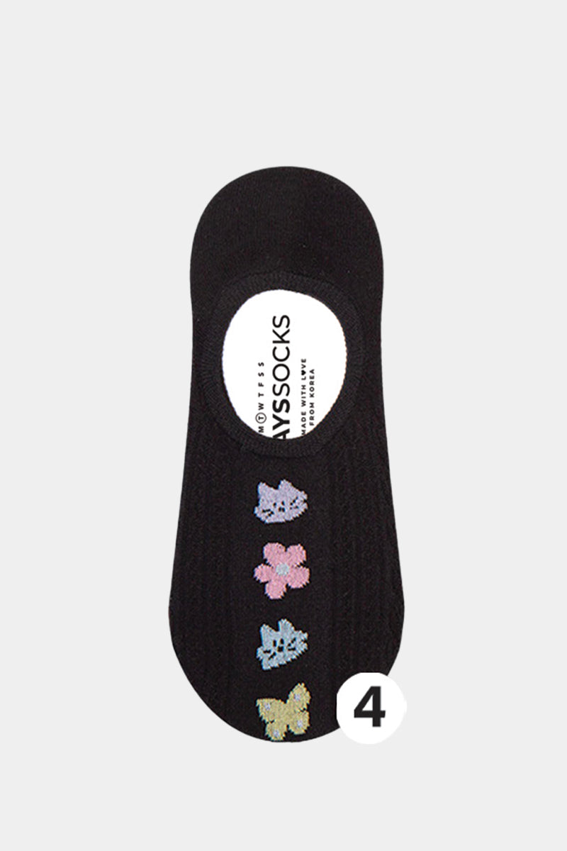 Women's No Show Fleur Cat Socks