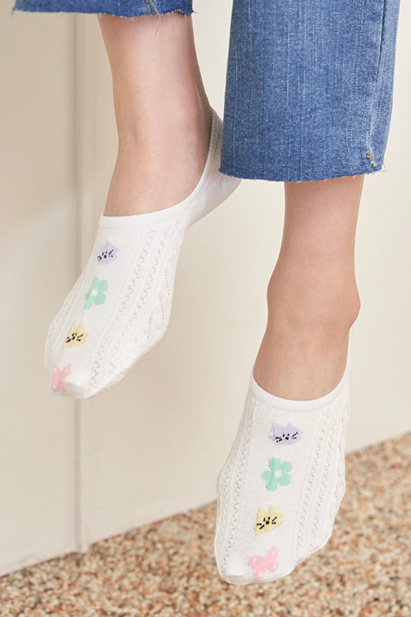 Women's No Show Fleur Cat Socks