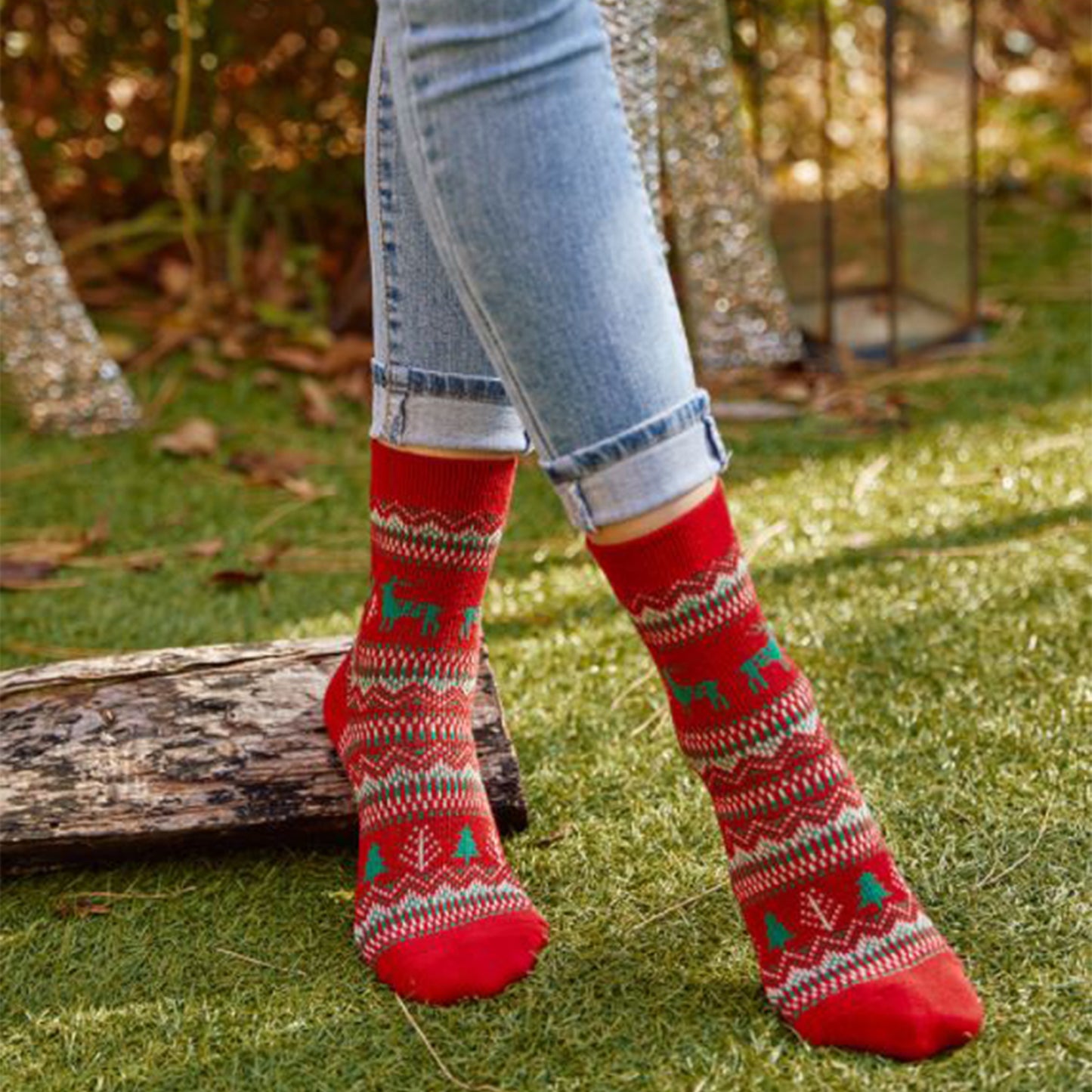 Women's Crew Winter Nordic Deer Jacquard Socks
