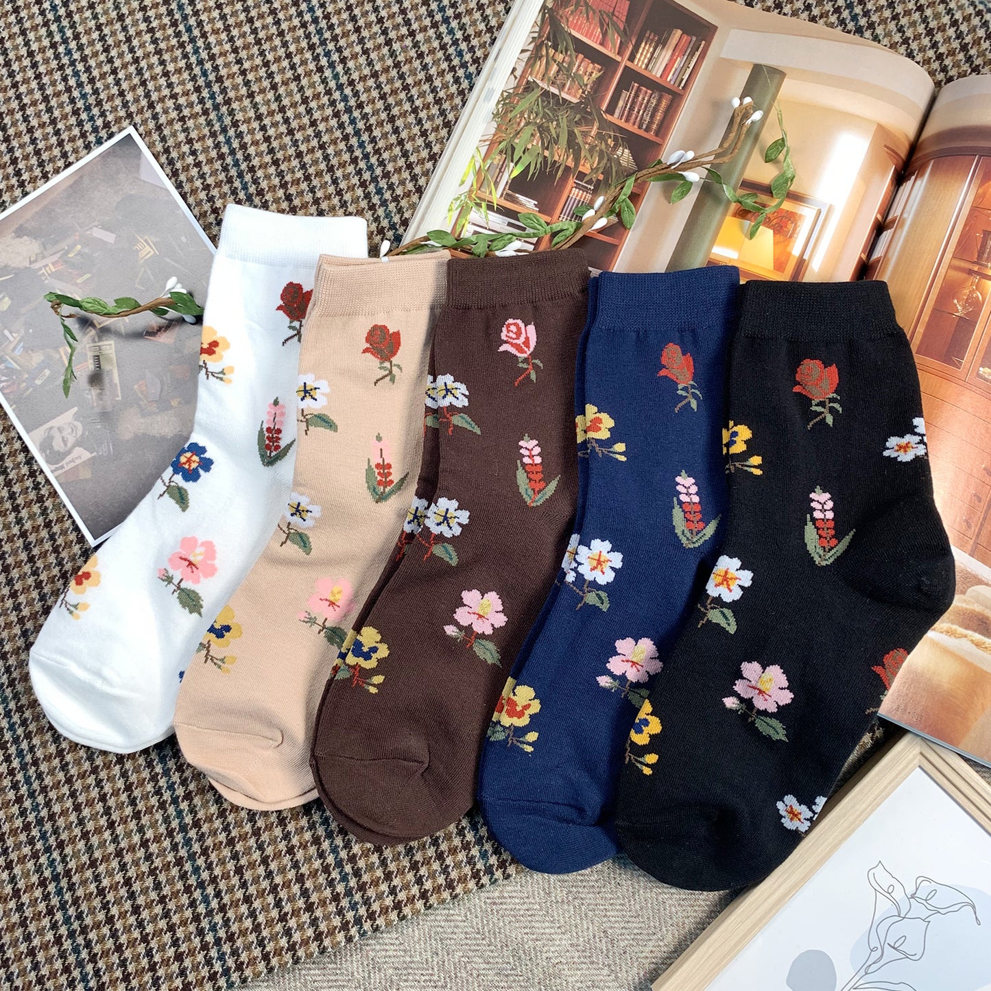 Women's Crew Flower Garden Socks