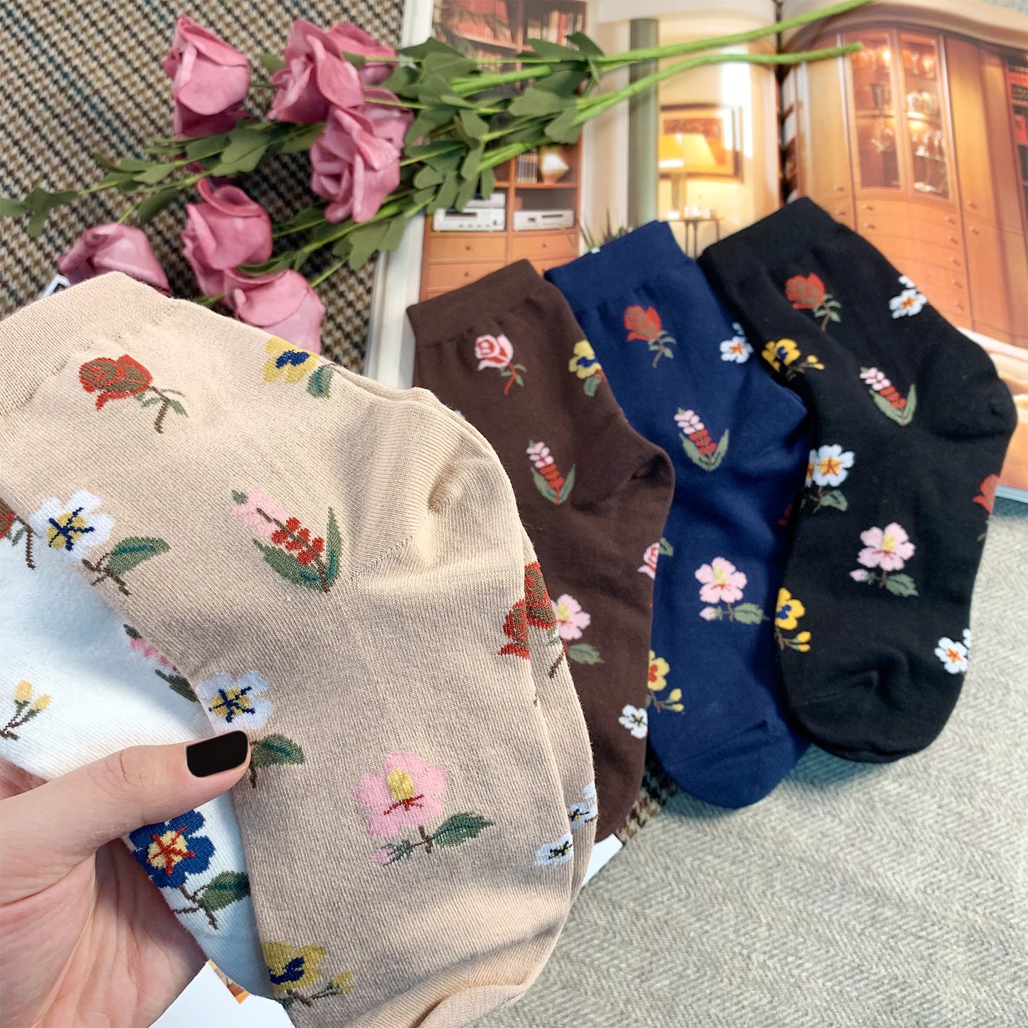 Women's Crew Flower Garden Socks