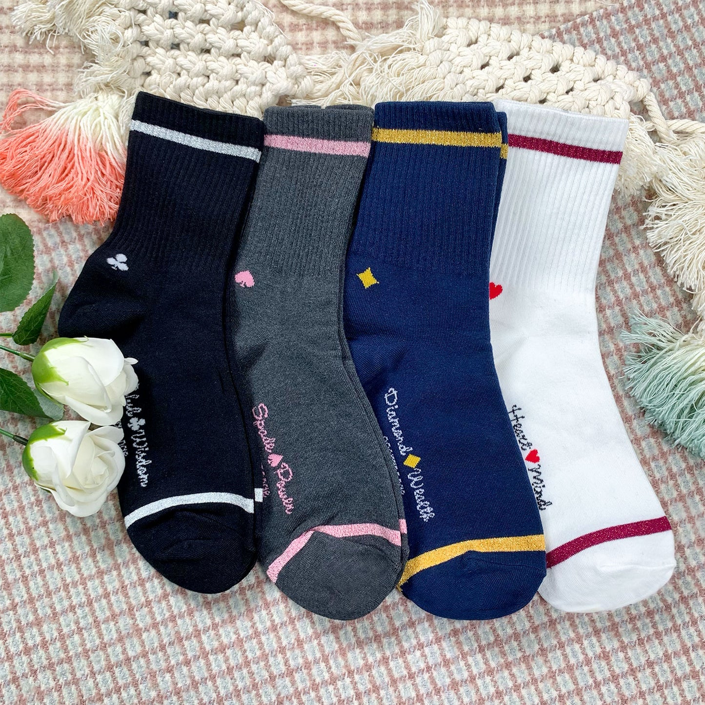 Women's Crew Playing Card Socks