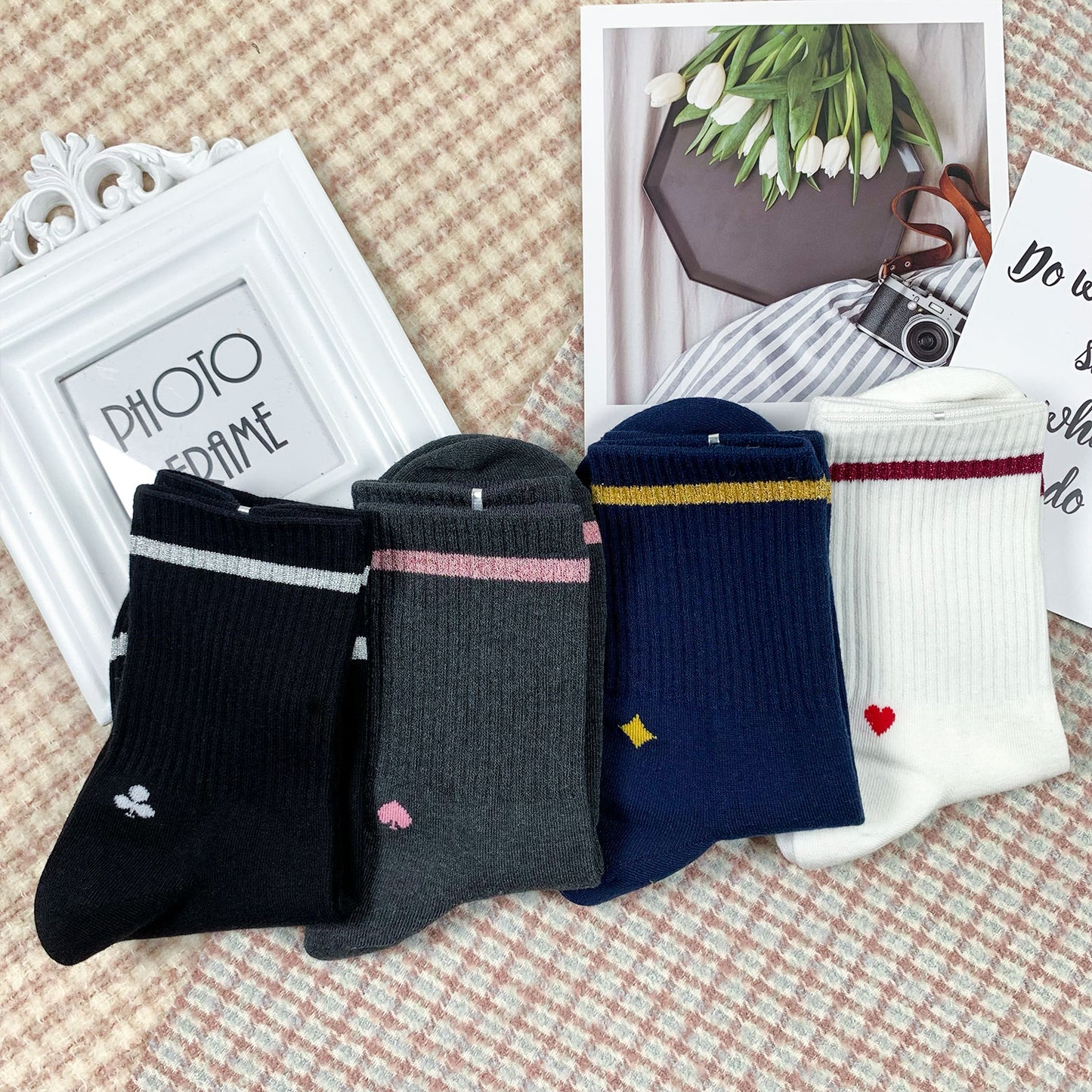 Women's Crew Playing Card Socks