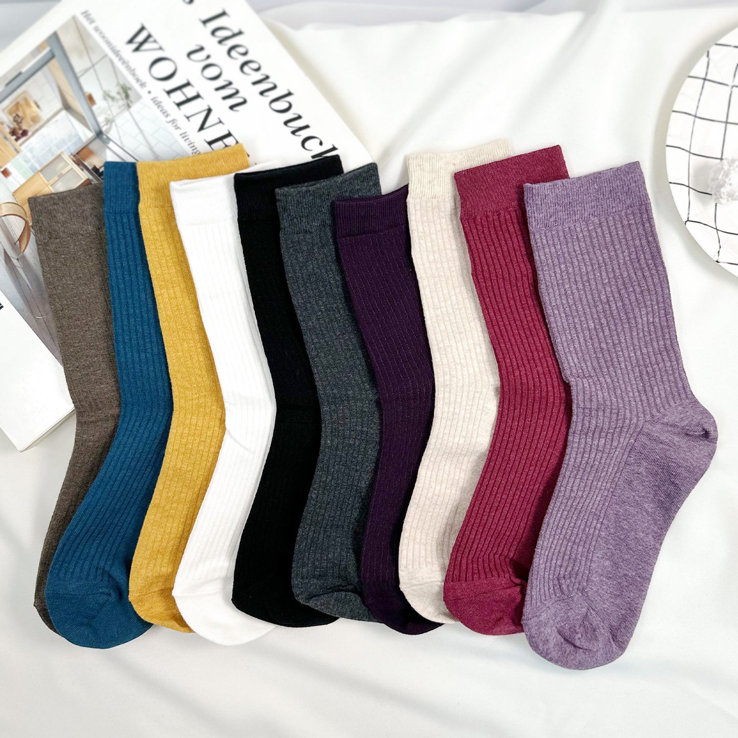 Women's Crew High Pleat Socks
