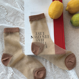 Women's Ankle See-Through Glitter Jacquard Socks
