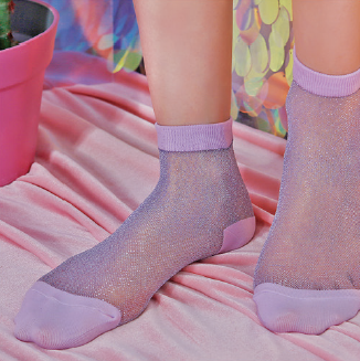 Women's Ankle See-Through Glitter Jacquard Socks